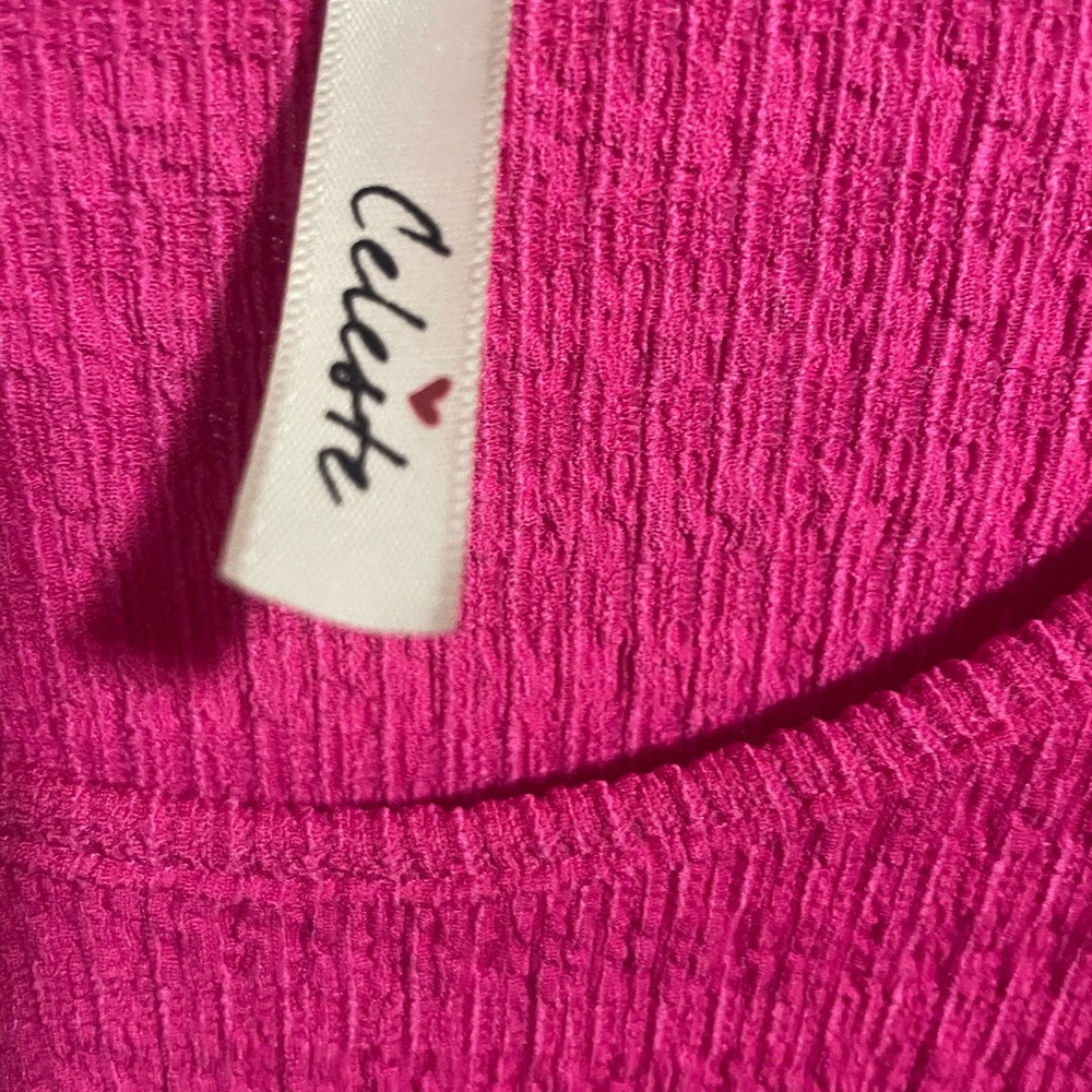 Vibrant Pink Maxi Dress with Ruffle Details - Picture 3 of 5